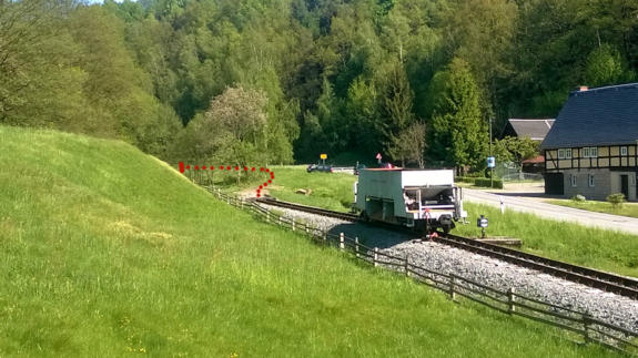 Die wiederaufzubauende Trasse (rot) im Überblick